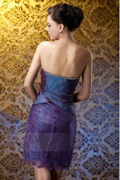 Sheath Short Strapless Lace and Taffeta Mother of the Bride Dresses with A Jacket M010018