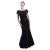 Trumpet/Mermaid Off-the-Shoulder Long Black Mother of the Bride Dresses M010021