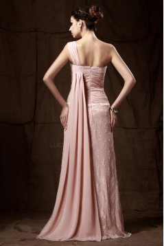 Sheath One-Shoulder Beaded Chiffon and Lace Mother of the Bride Dresses M010024