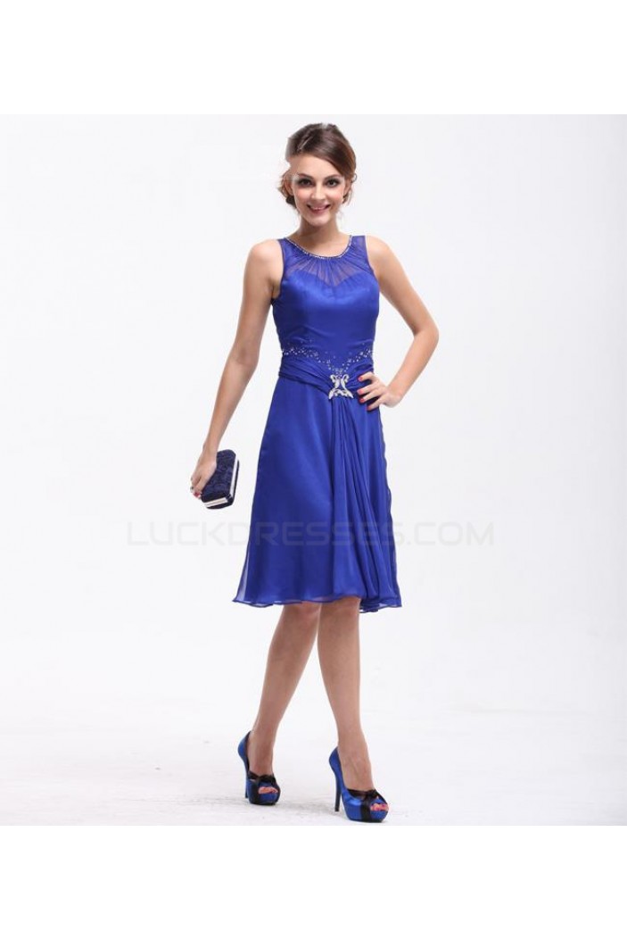 A-Line Beaded Short Chiffon Mother of the Bride Dresses M010025