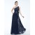 Elegant One-Shoulder Long Navy Blue Mother of the Bride Dresses M010030