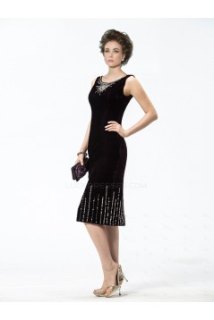 Sheath Knee-Length Beaded Mother of the Bride Dresses M010031