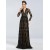A-Line V-Neck Long Sleeve Beaded Black Lace Mother of the Bride Dresses M010044