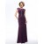 Elegant Sheath Cap-Sleeve Long Chiffon Beaded Mother of the Bride Dresses M010055