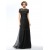 A-Line Beaded Lace and Chiffon Long Black Mother of the Bride Dresses M010061