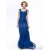 Sheath Straps Sleeveless Long Blue Chiffon Mother of the Bride Dresses M010063