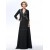 A-Line V-Neck Beaded Long Black Mother of the Bride Dresses with A Jacket M010070