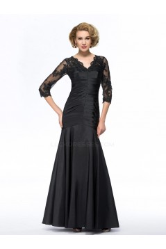 Trumpet/Mermaid V-Neck Long Black Mother of the Bride Dresses M010073