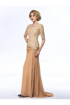 Elegant V-Neck Half Sleeve Lace and Chiffon Mother of the Bride Dresses M010074