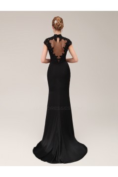 Trumpet/Mermaid High-Neck Long Black Beaded Applique Mother of the Bride Dresses M010078