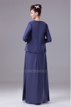 A-Line Square Floor-Length 3/4 Sleeve Beading Mother of the Bride Dresses with A Jacket 2040004