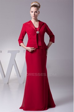 Buckle Mermaid/Trumpet 3/4 Length Satin Chiffon Mother of the Bride Dresses 2040025