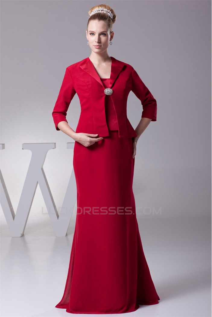 Buckle Mermaid/Trumpet 3/4 Length Satin Chiffon Mother of the Bride Dresses 2040025