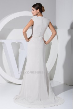 Chiffon Elastic Silk like Satin A-Line Puddle Train Mother of the Bride Dresses 2040026