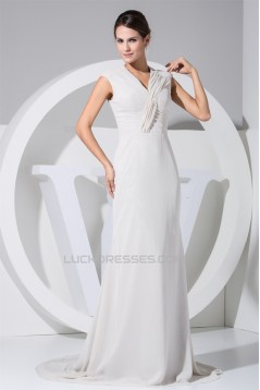 Chiffon Elastic Silk like Satin A-Line Puddle Train Mother of the Bride Dresses 2040026