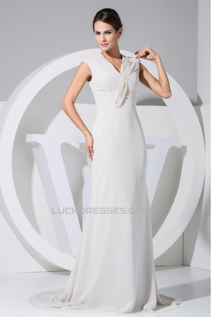 Chiffon Elastic Silk like Satin A-Line Puddle Train Mother of the Bride Dresses 2040026