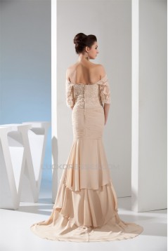 Trumpet/Mermaid Half Sleeve Chiffon Lace Applique Mother of the Bride Evening Dresses 2040027