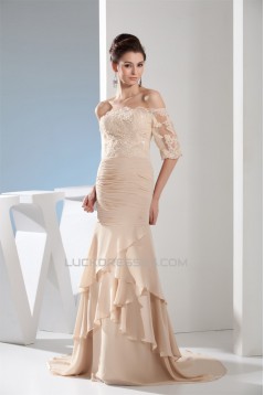 Trumpet/Mermaid Half Sleeve Chiffon Lace Applique Mother of the Bride Evening Dresses 2040027