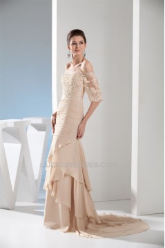 Trumpet/Mermaid Half Sleeve Chiffon Lace Applique Mother of the Bride Evening Dresses 2040027