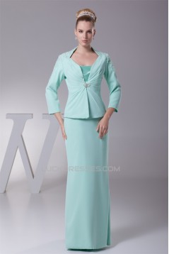 Chiffon Silk like Satin 3/4 Sleeve Straps Mother of the Bride Dresses 2040029