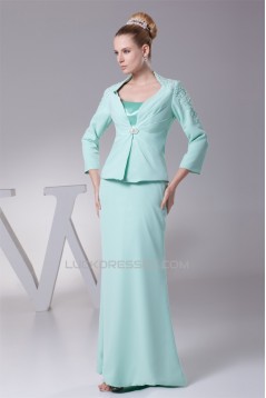 Chiffon Silk like Satin 3/4 Sleeve Straps Mother of the Bride Dresses 2040029