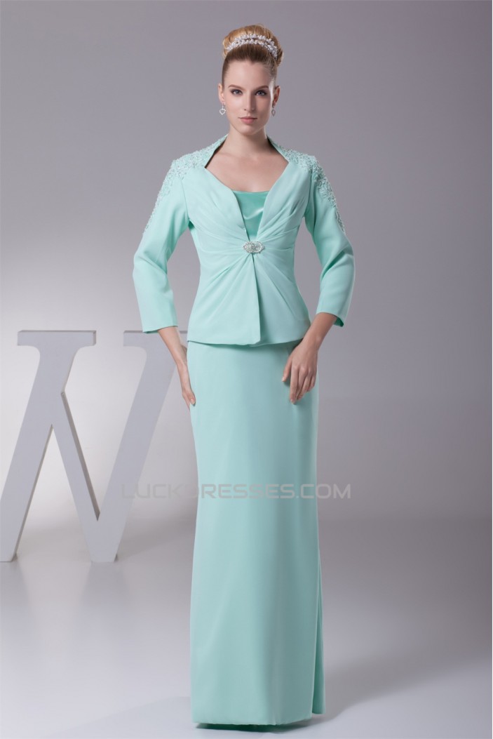 Chiffon Silk like Satin 3/4 Sleeve Straps Mother of the Bride Dresses 2040029