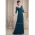 A-Line Chiffon V-Neck 3/4 Sleeve Sequins Appliques Brush Sweep Train Mother of the Bride Dresses 2040032