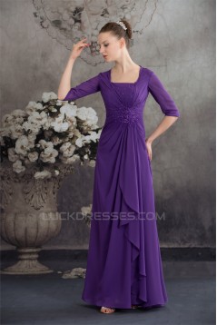 Elegant Half Elbow Length Floor-Length Square Chiffon Long Mother of the Bride Dresses 2040044