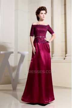 A-Line Half Elbow Length Off-the-Shoulder Mother of the Bride Dresses 2040045