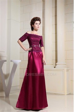 A-Line Half Elbow Length Off-the-Shoulder Mother of the Bride Dresses 2040045