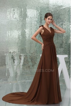 A-Line Handmade Flowers V-Neck Chiffon Mother of the Bride Dresses 2040046