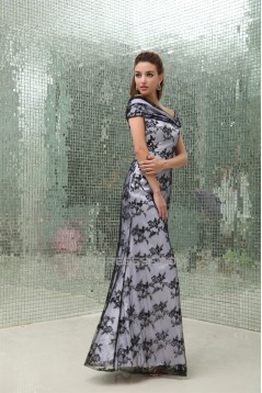 Off-the-Shoulder Sleeveless Lace Silk like Satin Mother of the Bride Dresses 2040056