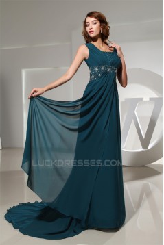 A-Line Puddle Train Capped Sleeves Chiffon Beaded Long Mother of the Bride Dresses 2040060