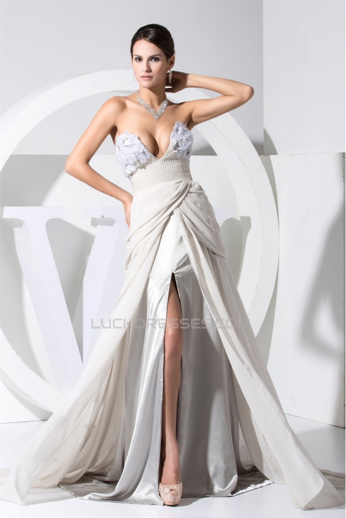 Sleeveless Handmade Flowers A-Line Puddle Train Mother of the Bride Dresses 2040088