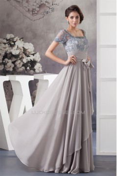 A-Line Square Beading Chiffon Lace Floor-Length Mother of the Bride Dresses 2040108