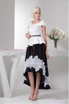 Asymmetrical A-Line Taffeta Lace Applique Mother of the Bride Dresses 2040109