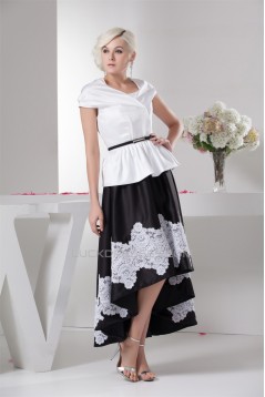 Asymmetrical A-Line Taffeta Lace Applique Mother of the Bride Dresses 2040109