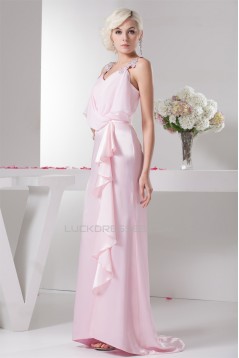 Brush Sweep Train Beading Sheath/Column Long Pink Mother of the Bride Dresses 2040115