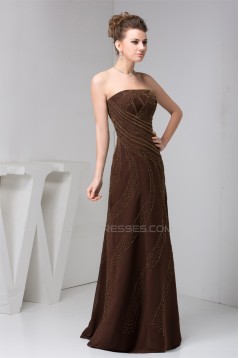 A-Line Strapless Long Chiffon Sleeveless Evening Mother of the Bride Dresses 2040122