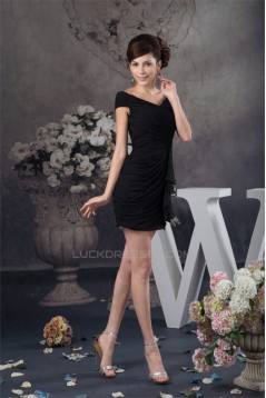 Sheath/Column Off-the-Shoulder Chiffon V-Neck Mother of the Bride Dresses 2040123