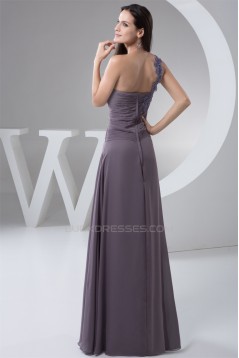 A-Line One-Shoulder Floor-Length Chiffon Lace Mother of the Bride Dresses with A 3/4 Sleeve Jacket 2040137