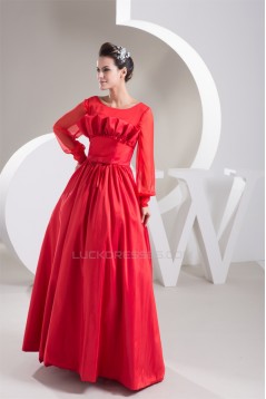 Pleats Floor-Length Scoop Chiffon Taffeta Mother of the Bride Dresses 2040139