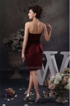 Short/Mini Satin Sheath/Column Sleeveless Beaded Mother of the Bride Dresses 2040151