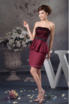 Short/Mini Satin Sheath/Column Sleeveless Beaded Mother of the Bride Dresses 2040151