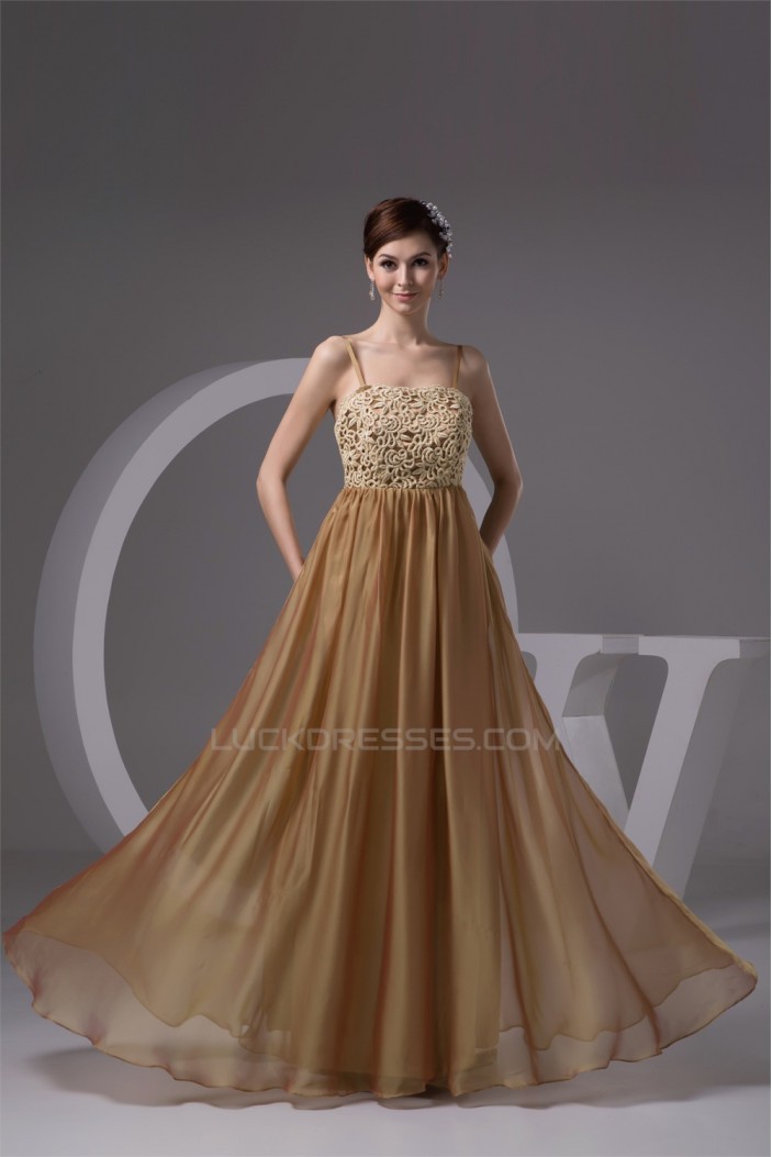 A-Line Lace Chiffon Spaghetti Straps Long Mother of the Bride Dresses 2040153