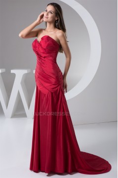 Sleeveless Sweetheart Pleats Taffeta Brush Sweep Train Mother of the Bride Dresses 2040156