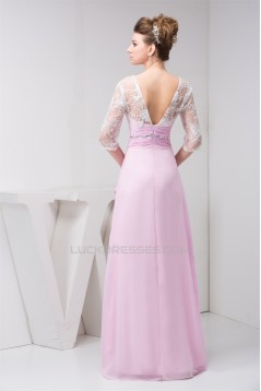 Sheath/Column Strapless Floor-Length Chiffon Lace Mother of the Bride Dresses 2040158