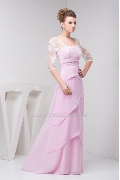 Sheath/Column Strapless Floor-Length Chiffon Lace Mother of the Bride Dresses 2040158