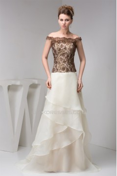 A-Line Off-the-Shoulder Straps Lace Organza Sleeveless Mother of the Bride Dresses 2040159