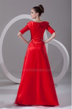 A-Line Half Elbow Length Satin Net Floor-Length Mother of the Bride Dresses 2040162